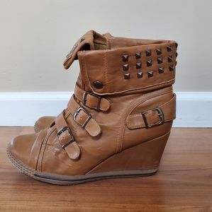 Wedge High Top Kicks Kick Sneakers Shoes Studded